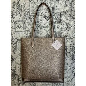 NEW Kate Spade Tote Glitter Fabric Tinsel Rose Gold Tote, K9338